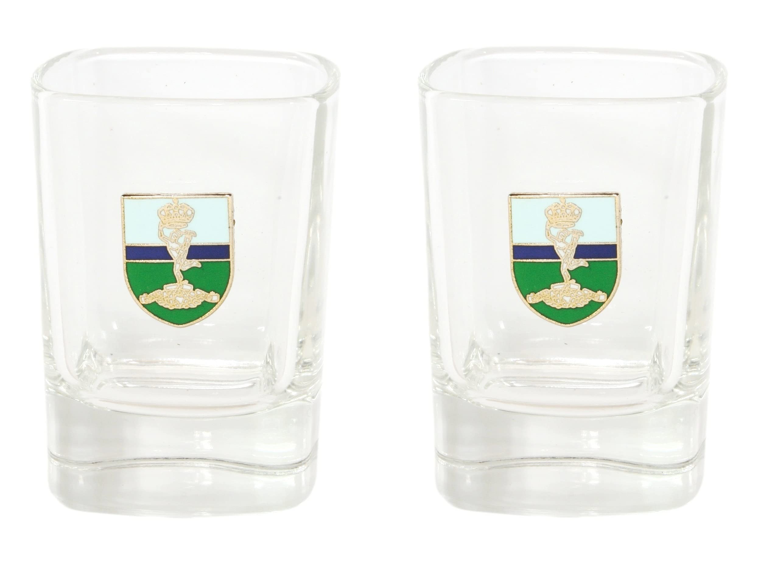 Gamekeepers Cottage gifts Royal Signals Pair of Shot Glasses Crystal Cut Tot Party Gift ME30