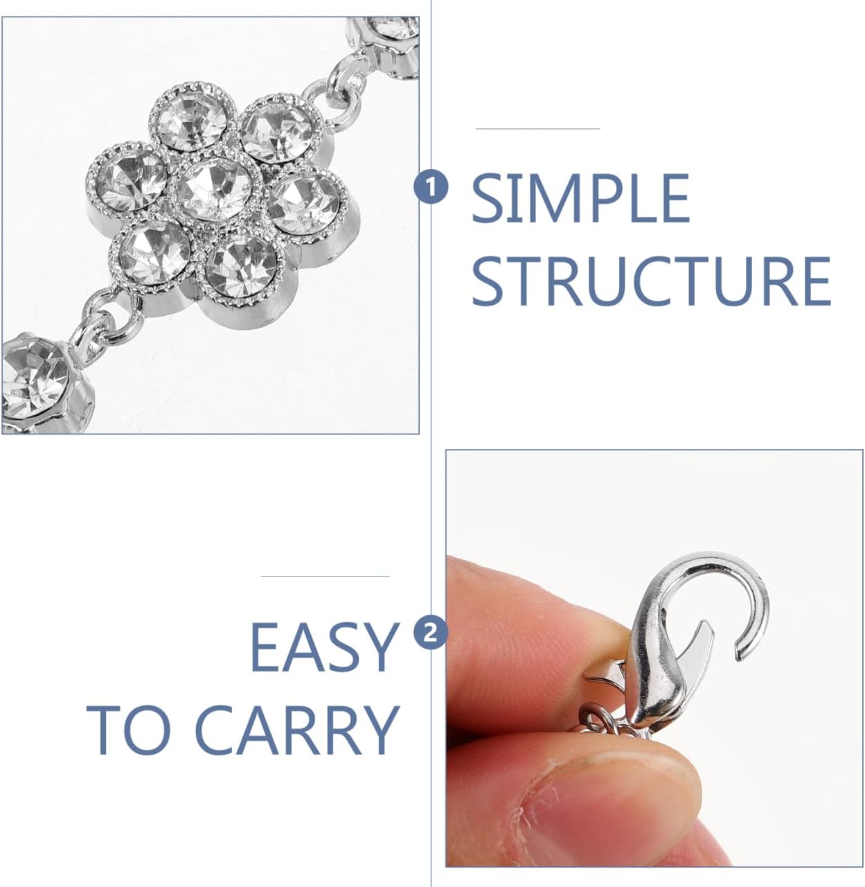 Healeved 19.68In Flower Rhinestone Purse Chain Strap for Handbag, Detachable Crystal Bag Chain Extender Woman Fashion Luxurious Embellishments for Customizing Bags Clothing Diy