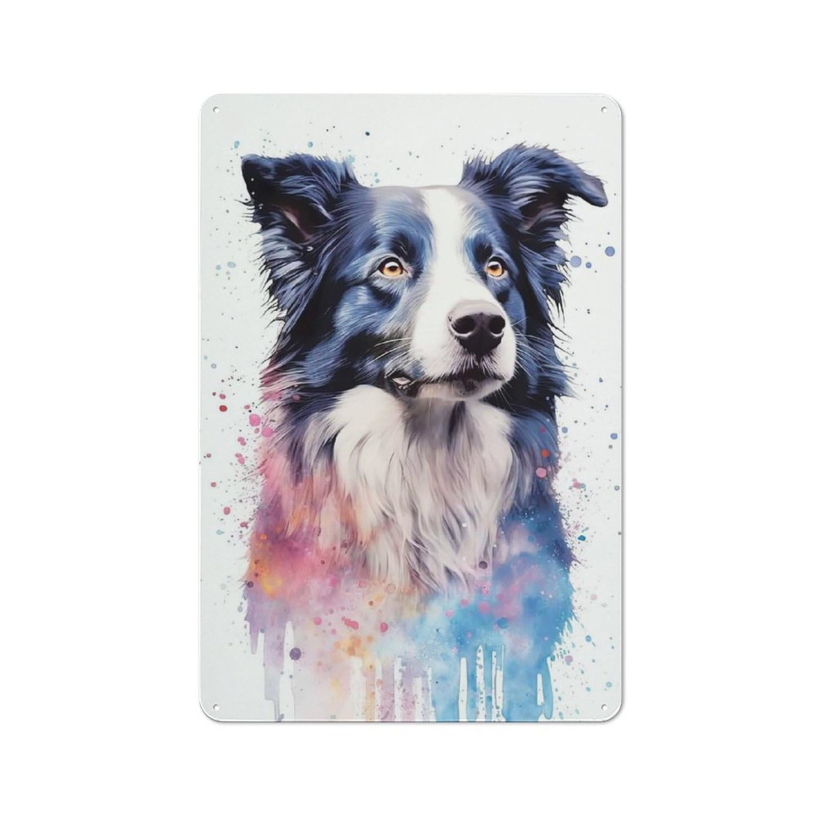 Junmoney Cute Border Collie Dog Art Vintage Tin Sign 30X20cm For Pub Or Café, For Everyday Room Decor With A Vintage Look