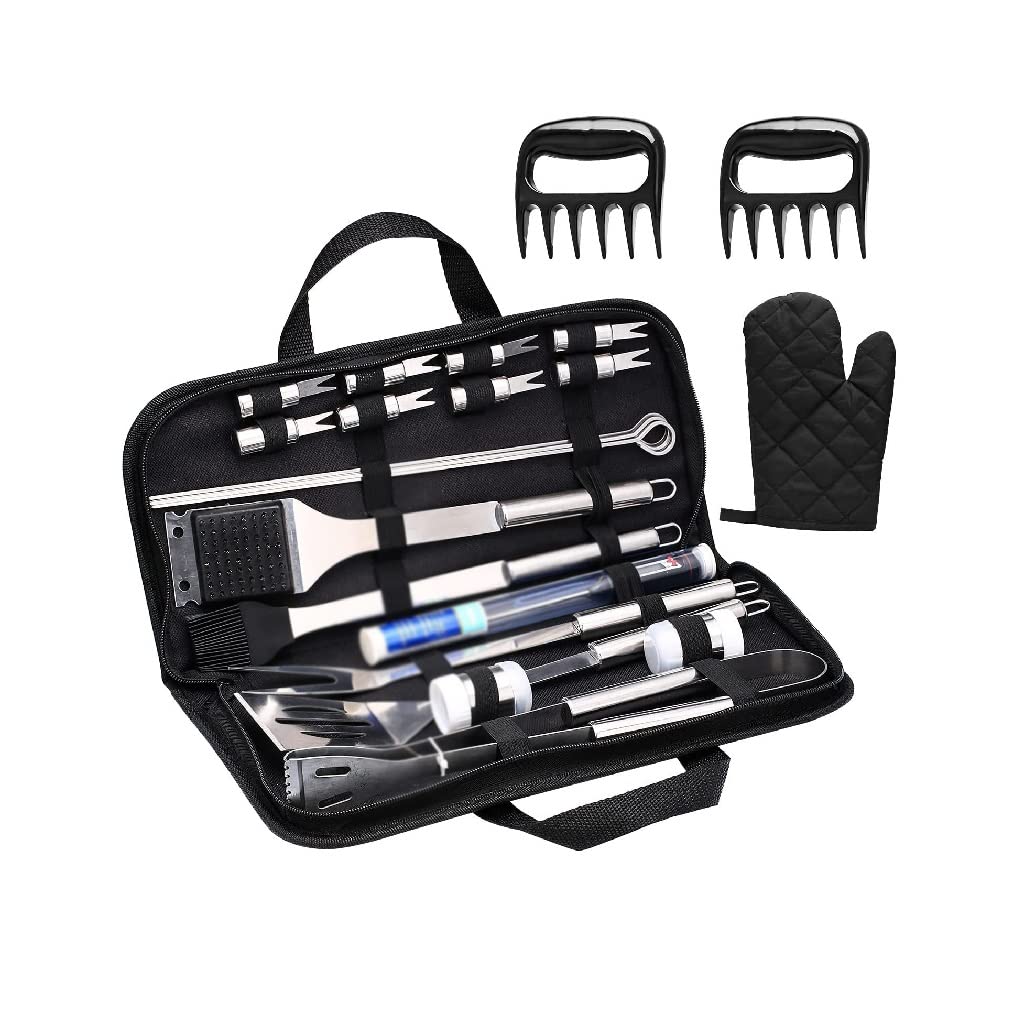Set di Strumenti per Barbecue 25 Pezzi Set Portatile in Acciaio Inossidabile Accessori per Barbecue Accessori per Barbecue