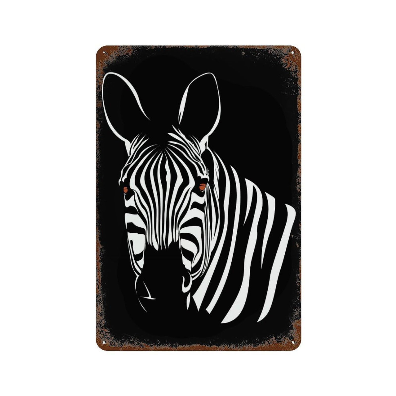 Garage Style Zebra Rust Effect Tin Sign 11.8"x7.9", Shabby Chic Decor for Bar And Workshop