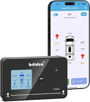 briidea Wireless RV Auto Leveling System, Smart Bluetooth App Control, 5 Custom Preset Modes, Dual Power Supply, Easy DIY Installation for Motorhomes, Trailers, Campers, and 5th Wheels