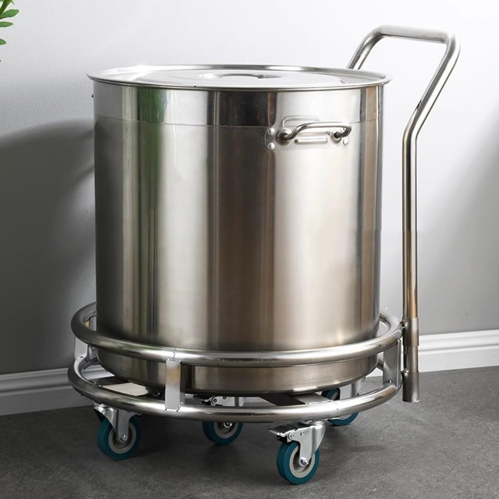 Carrello portavaso in acciaio inox con 5 ruote, per mensa, ristorante, supporto mobile per vasi di fiori/servizi alimentari (52 cm)