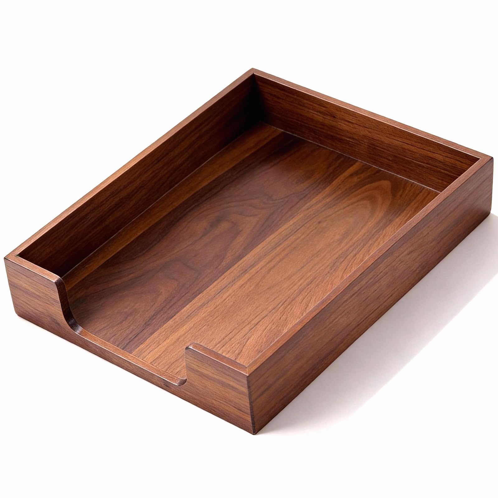 Bamber Wood Letter Tray Wooden Desk Organizer Paper Document File Tray for Office Supplies Collection Folders Notebooks, Black Walnut