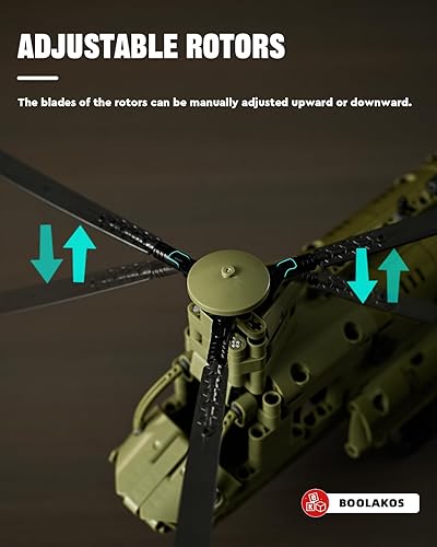 Miniatura 4 de Helicóptero militar CH-47 Chinook, juego de bloques de construcción de helicópteros de transporte militar, icónico modelo de exhibición de juguete