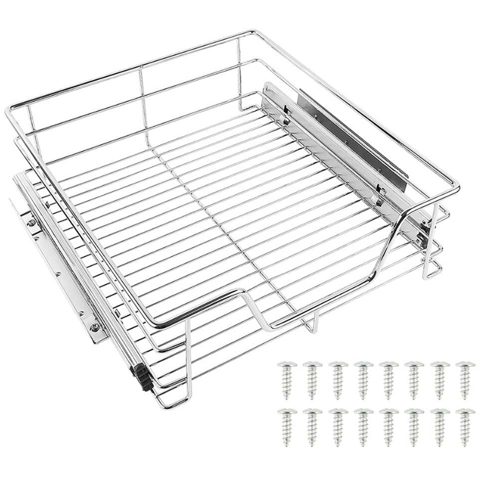 Cajón telescópico Bandeja de Metal extraíble 45cm Organizador Interior almacenaje para Cocina baño Armario Taller,Cesta de Almacenamiento con cajón Deslizante,41 * 14 * 44cm