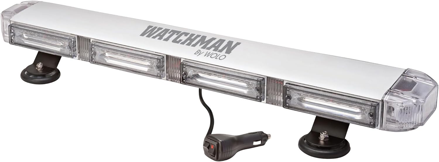 Wolo 7824MP-A Watchman Led Mini Bar Warning Light 24" Magnet Or Permanent Mount. Clear Lens Linear Led's- Amber