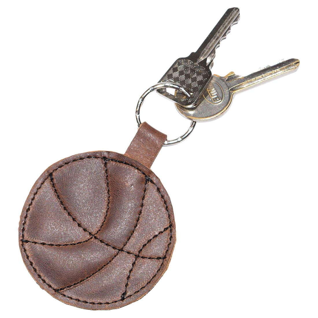 Hide & Drink, Leather Basketball Keychain/Key Ring/Sports Fan/Ball/Gift For Players, Handmade :: Bourbon Brown
