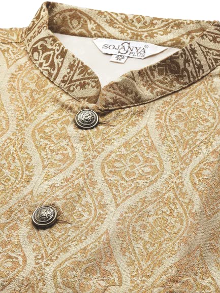 Image of SOJANYA (Since 1958, Men's Silk Blend Grey Kurta Pyjama & Silk Blend Jacket Combo