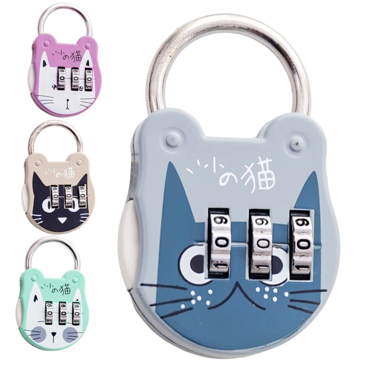 Mikikit 4pcs Number Locks Locker Locks with Code Cat Lock Luggage Locks Home Accessory Ice Mini Combination Lock Multi-Function Locker Lock Small Padlock Stainless Steel Household Student