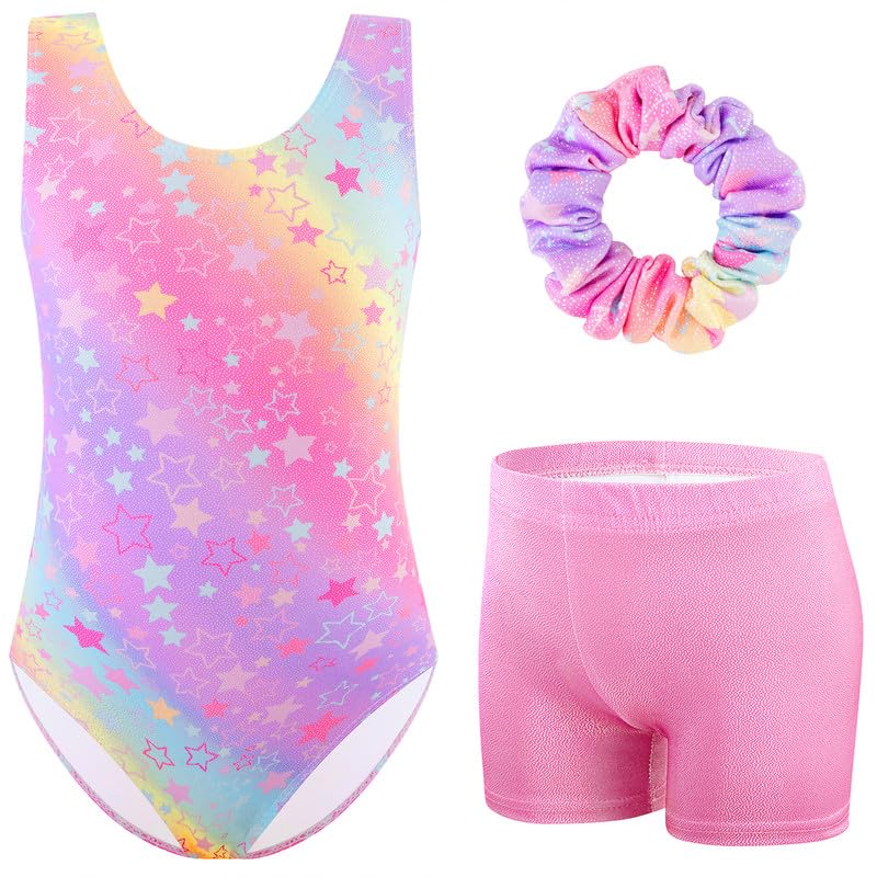 Justaucorps de gymnastique filles 3-12 ans avec short et chouchou XiaoMoSha