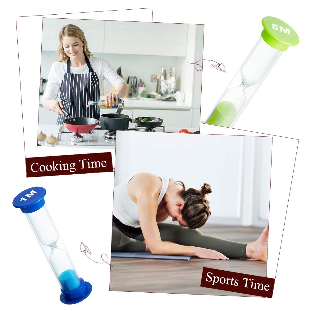 Small Hourglass Set of 6 Colours, 30 Seconds, 1 Minute, 2 Minutes, 3 Minutes, 5 Minutes 10 Minutes for Classroom, Game, Home, Office, Glass Hourglass Teeth Brushing for Children 4