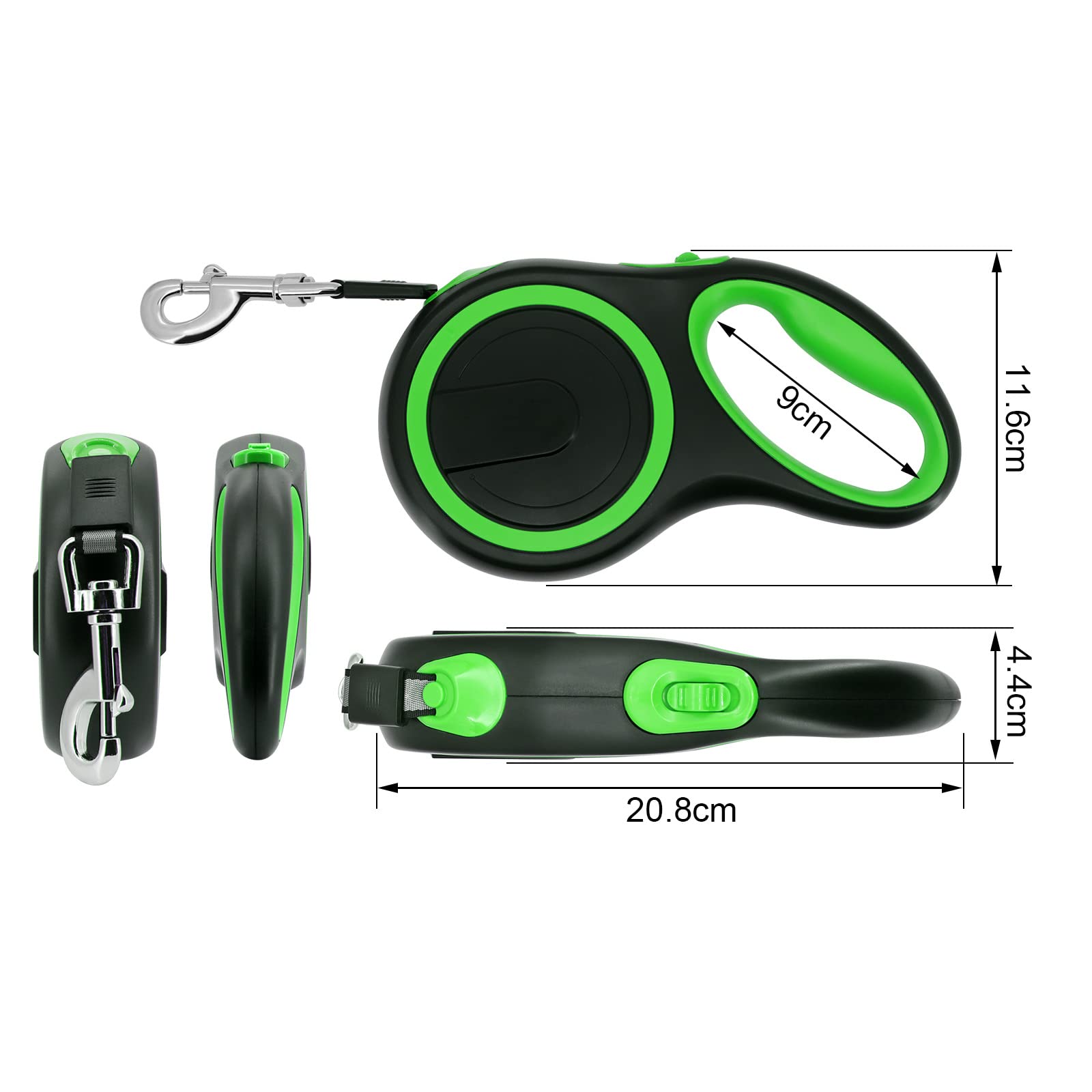 Chowana smycz dla psa 8M, smycz dla dużego psa, smycz do przewijania psa, automatyczna smycz treningowa dla psa do 110 kg (50 kg) zielona
