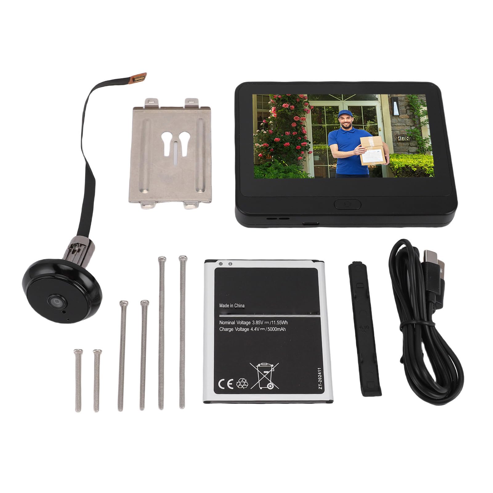 Annadue Telecamera Spioncino 1080P, Spioncino Digitale con Schermo Colori 4,3 Pollici, Rilevamento Umano PIR, Registrazione Ad Alta Definizione, Cambio Vocale, per Monitoraggio