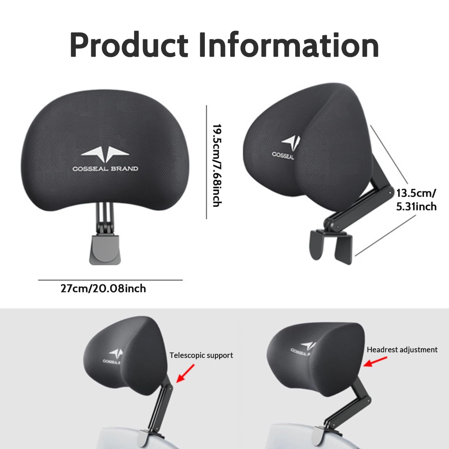 Attacco per poggiatesta per sedia da ufficio Supporto ergonomico per collo regolabile in morbida memory foam
