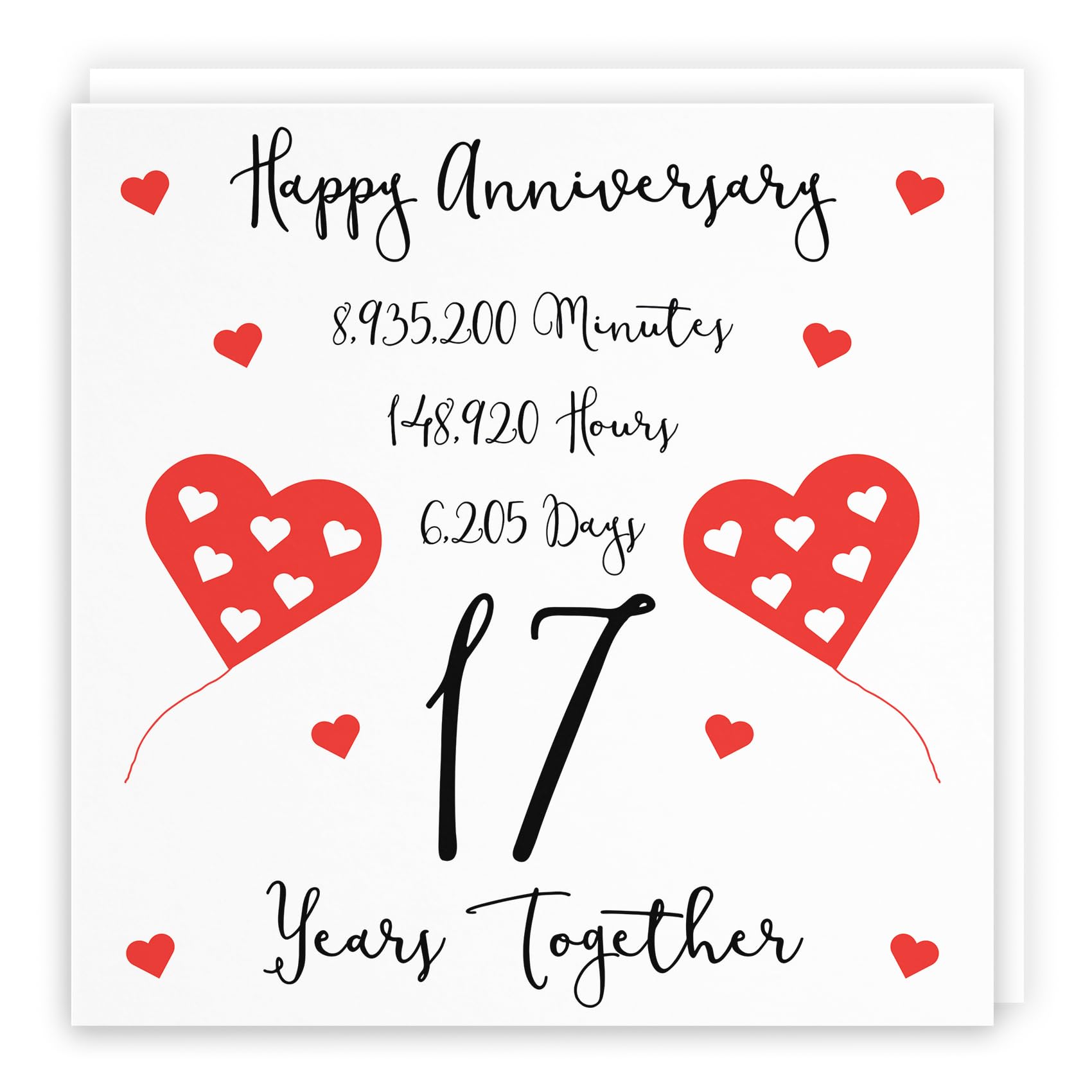 Hunts England - 17th Wedding Anniversary Card - 17 Years Together - Happy Anniversary - Timeless Collection