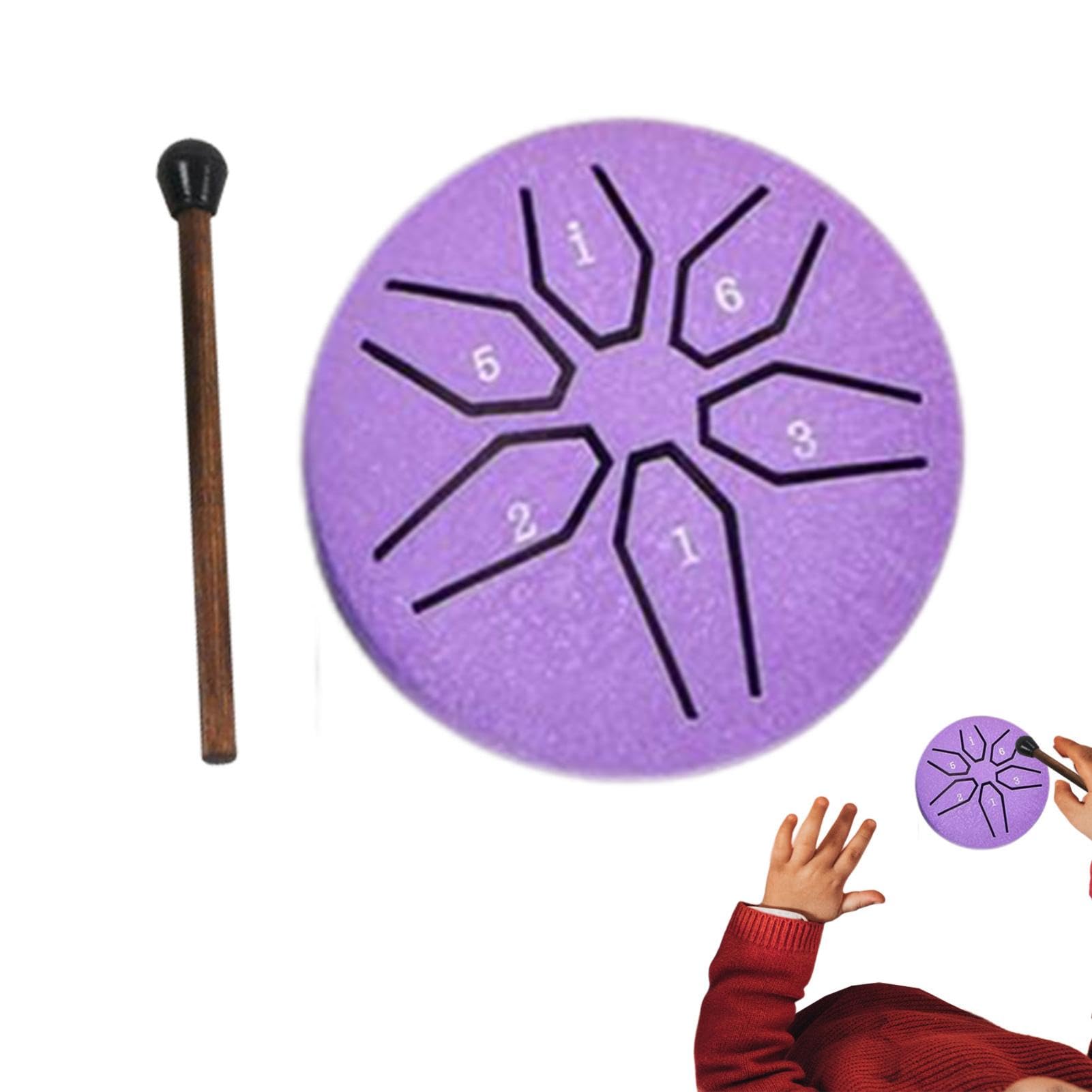 Miini - Tamburo portatile per rullante in acciaio, percussioni tascabili compatte in metallo, 6 toni, strumento musicale, campana, 7,6 cm, strumento musicale tascabile in metallo per tutte le