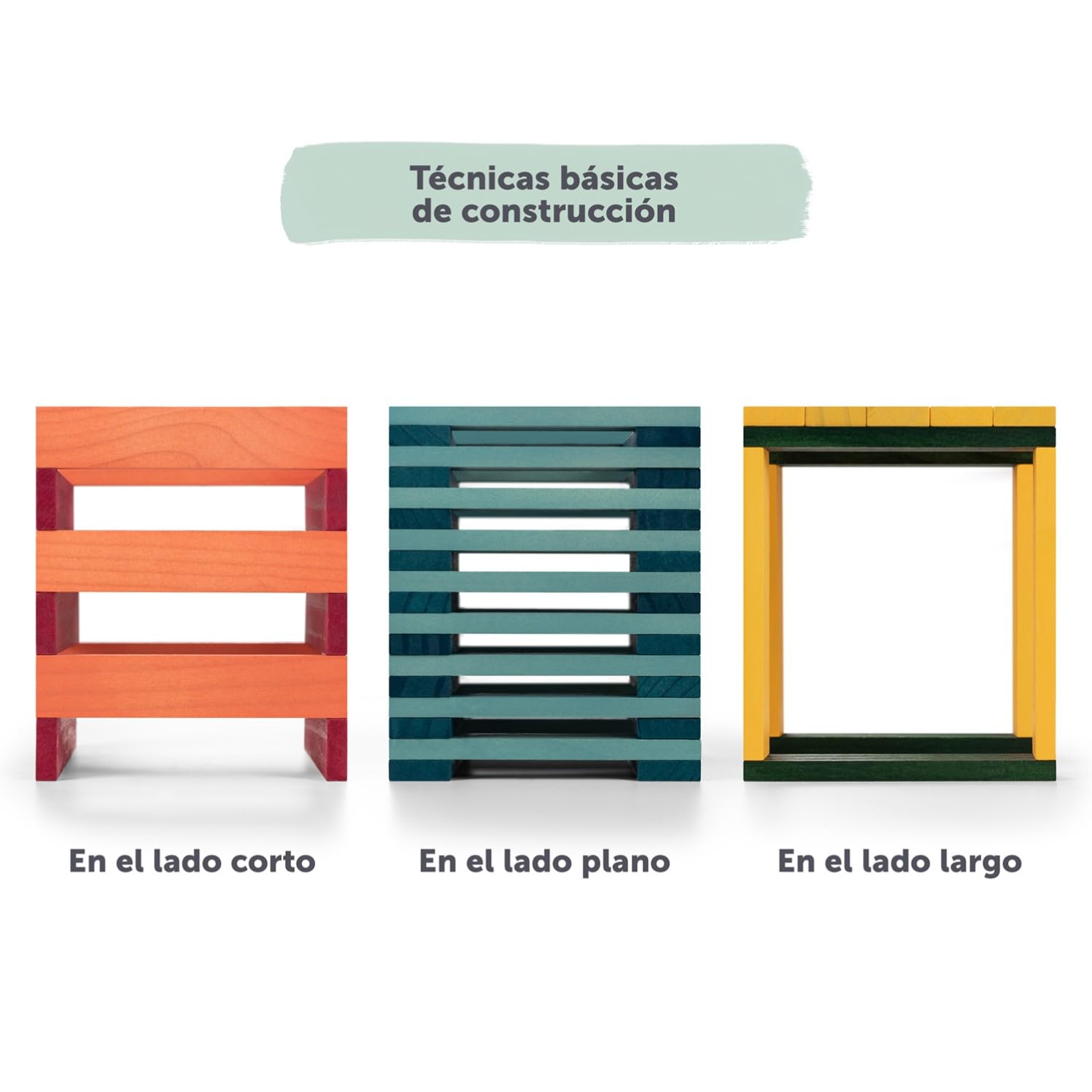 Laleni Bloques Madera construcción niños 220 Piezas Color Natural + 90 de Colores - Juego Bloques Madera y Caja - construcciones de Madera - Piezas Madera construcción niños - Bloques de Madera Pino