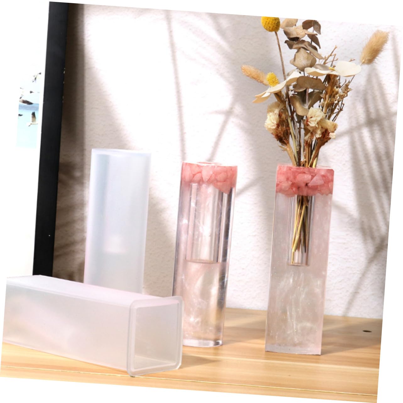 HOMSFOU 5 Juegos Molde de Silicona para Jarrón Cuboide Superficie Lisa y Fácil Desmoldeo Molde Práctico para Manualidades Diy para con Plantas Suculentas Hogar u Oficina