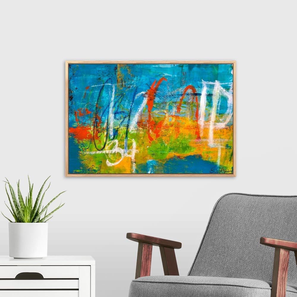 CANVAS ON DEMAND Wildside Natural Wood Float Framed Canvas Wall Art Print by Erin Ashley, Abstract, Home Decor, Modern Abstract, Artwork,24" x16in