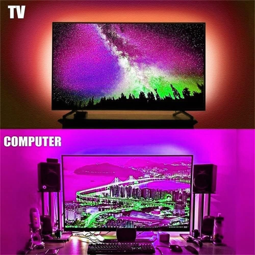 Lixada 8 strisce LED USB da 50 cm, set di luci flessibili con mini telecomando, per TV, computer, retroilluminazione