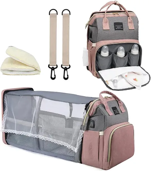 UR Choice Baby Diaper Bag Backpack with Changing Station, USB Charging Port, Waterproof, Insulated Pacifier Case, Large Capacity, Multifunctional Travel Backpack for Moms & Dads, Newborn Essentials