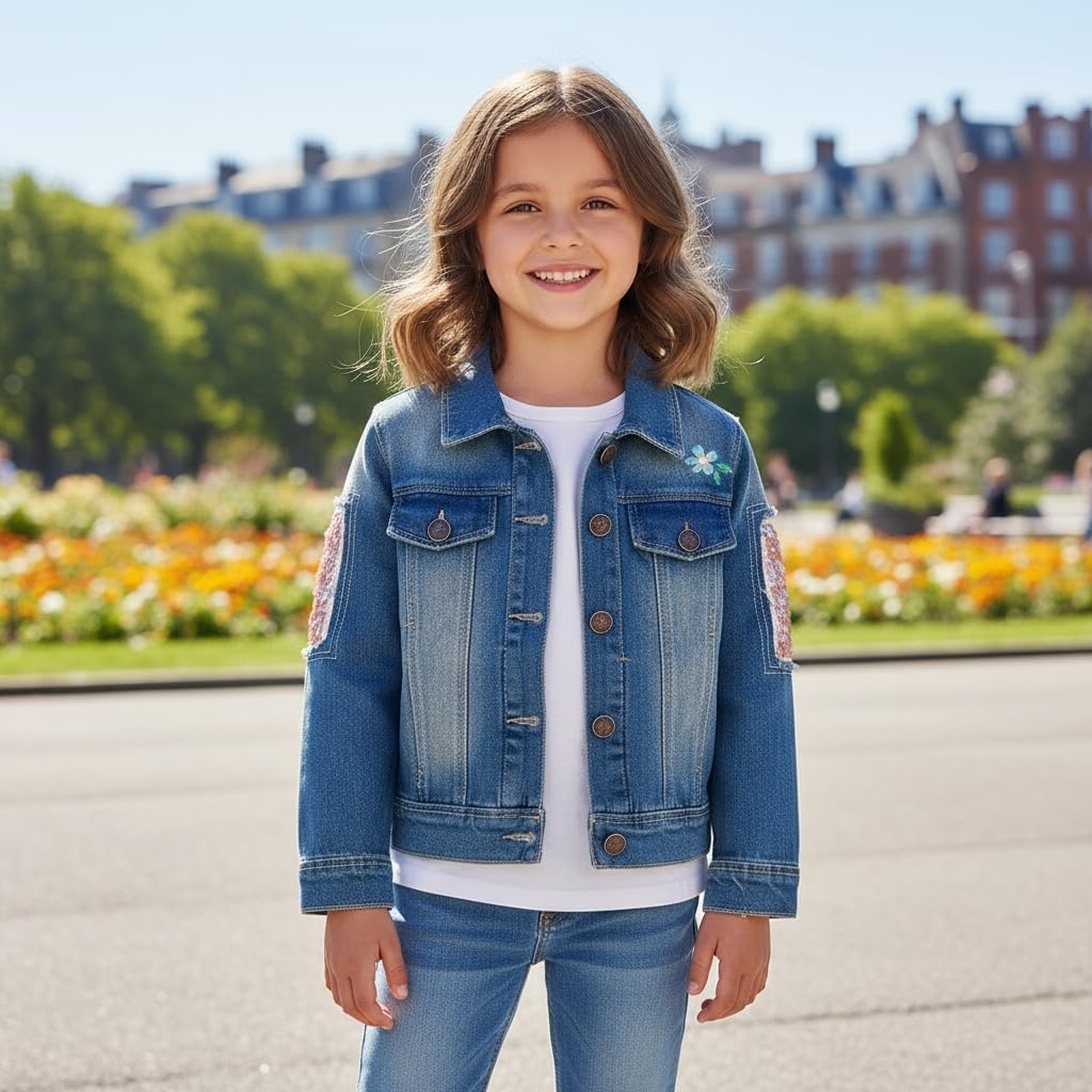 Petite Veste De Printemps Gymboree Sans étiquette - Imprimé Fleurs Papillons - Taille 3-4 - Parfait Pour Le Quotidien Ou Les Sorties