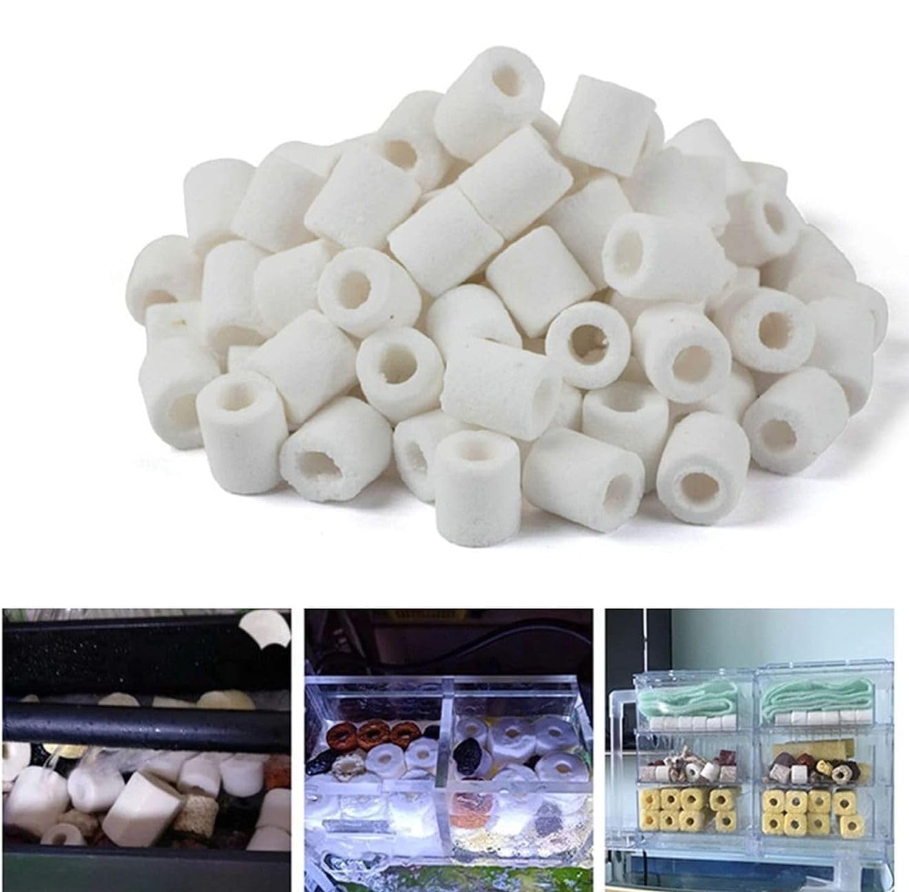 topolenashop Anelli Filtranti in Ceramica, Filtro Biologico per Acquari, 500GR in Sacchett, Tubetti di Ceramica Anelli Filtranti in Ceramica Biologica Cannolicchi Acquario Acqua Art.CR-500