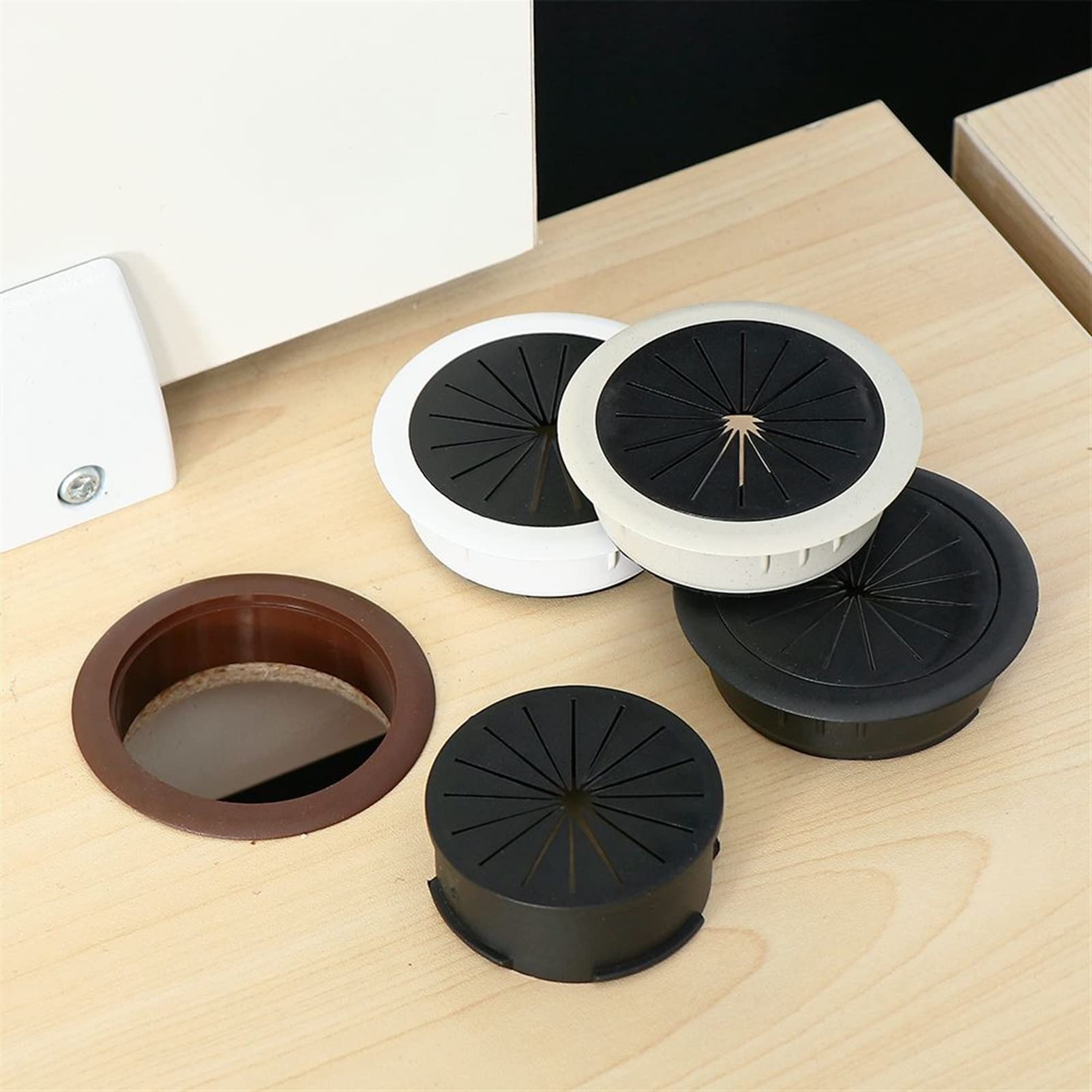 80mm Schwarz Computer Schreibtisch Tisch Tülle Kabelbinder