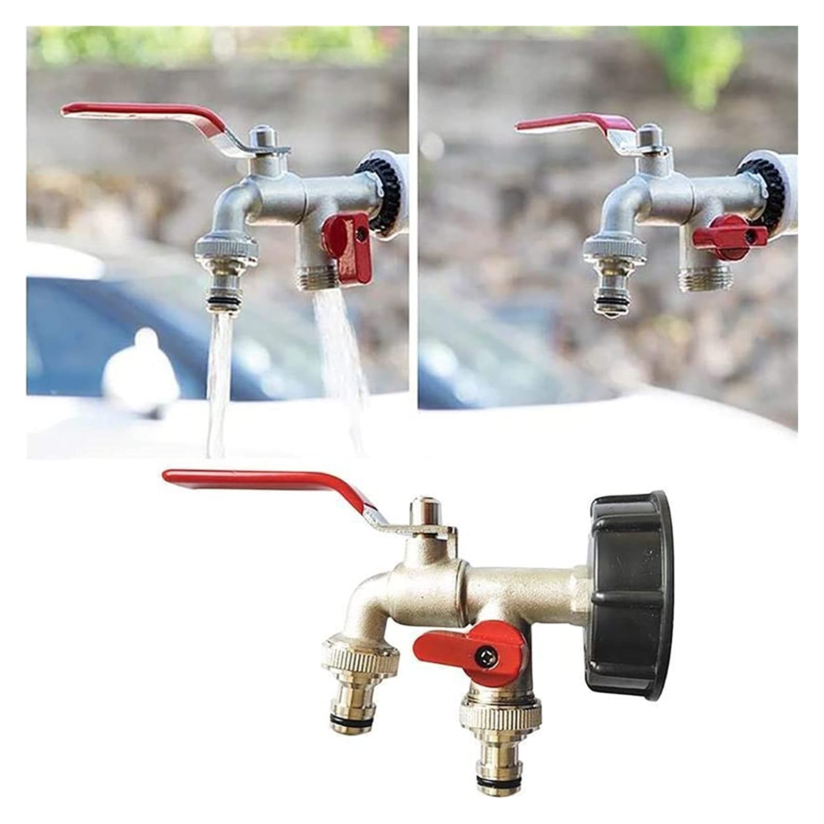 Raccordi per Tubi di irrigazione, Connettore Doppio Rubinetto for Serbatoio dell'Acqua IBC for irrigazione a Goccia 1000 Litri for Giardino Domestico