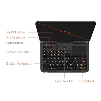 Mini Laptop 10 Pro, 8GB RAM 256GB ROM Laptops Computer, 6 Inch HD Screen Portable Industry Laptop, N4120 CPU, Internet, BT4.2 (US Plug)