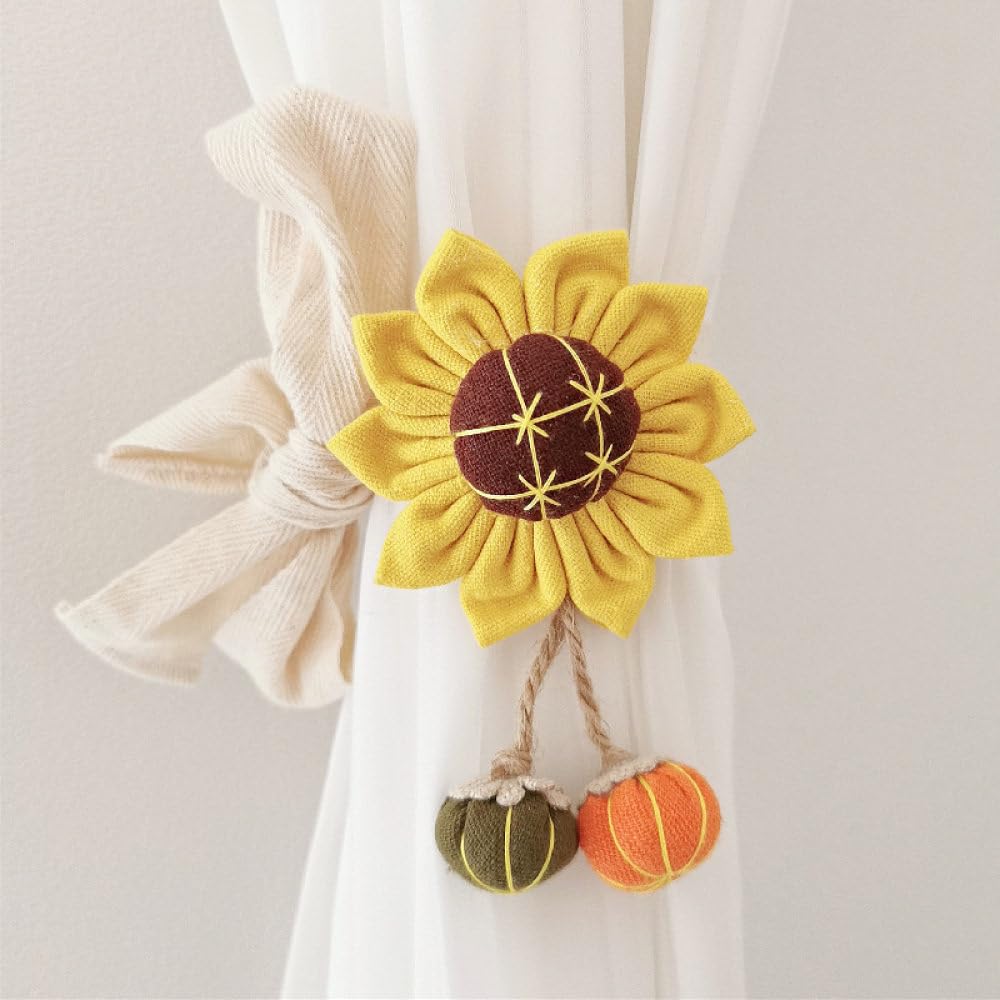 Alzapaños de cortina de girasol amarillo pack de 2 pinzas decorativas infantiles
