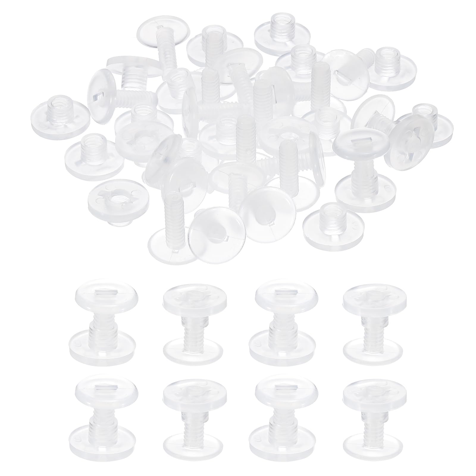 PATIKIL 15mm Chicago Screws, 20 Sets Plastic Chicago Screw Binding Post Screw Rivets Post for Leather Belt Scrapbook Photo Albums, Clear
