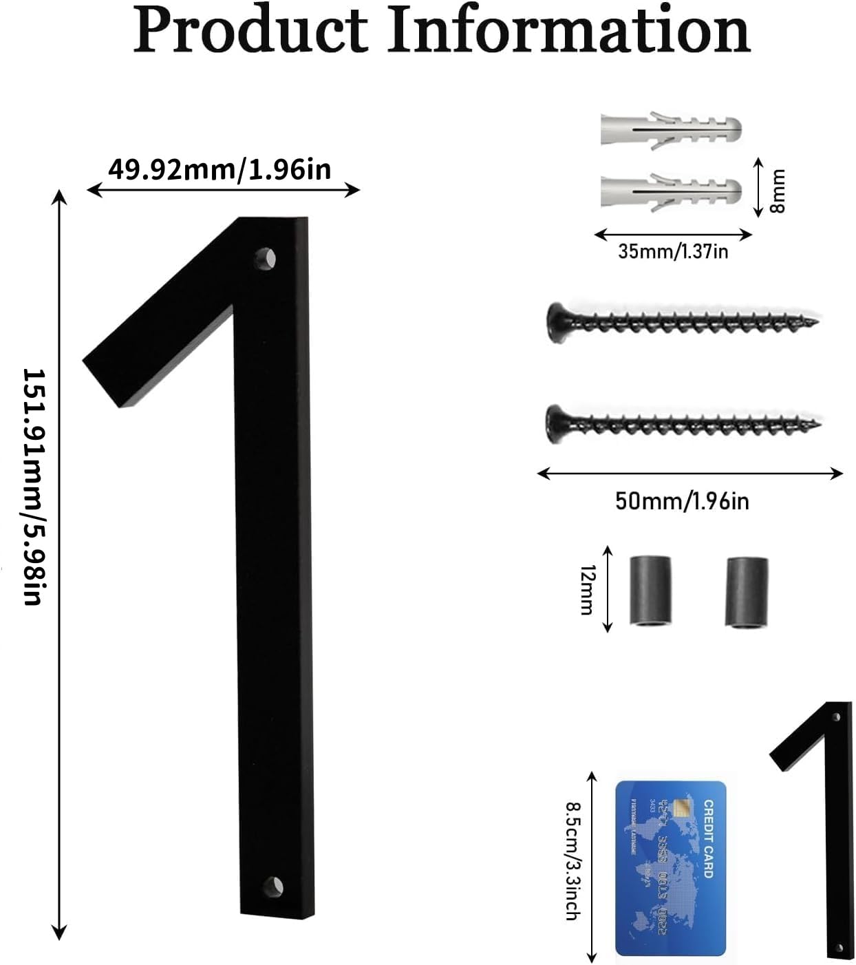 Numero Civico Acrilico 6 Pollici - Effetto 3D Galleggiante, Nero, Per Esterno Casa, Garage, Cassetta Postale - Foto 4