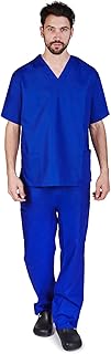 M&M SCRUBS Men Scrub Set Medical Scrub Top and Pants M True Royal Blue