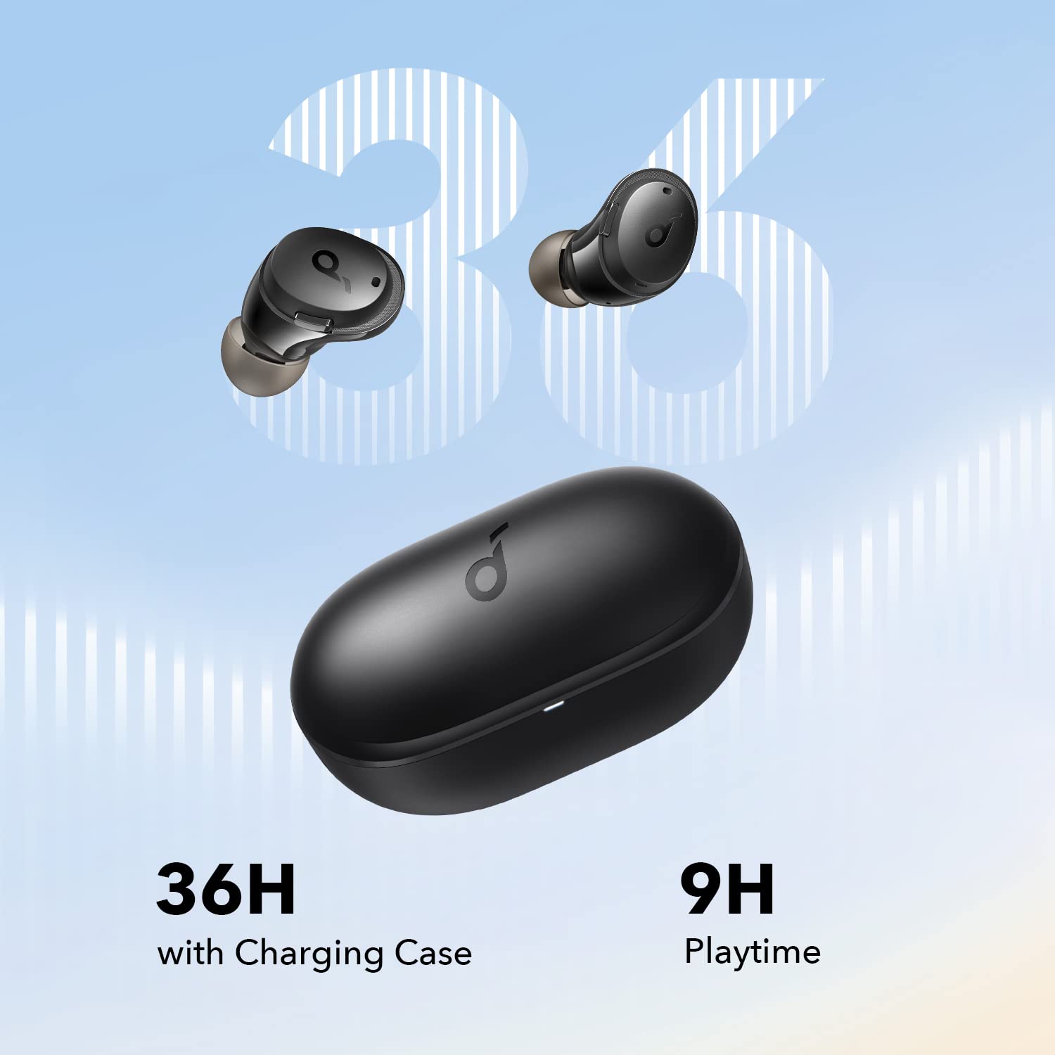 Soundcore by Anker A3i Noise Cancelling Earbuds, Deep Bass, Hybrid ANC, AI-Enhanced Calls with 4 Mics, 36H Playtime with Fast Charging, Bluetooth 5.2 Earbuds, 22 Custom EQ, Transparency Mode (Renewed)
