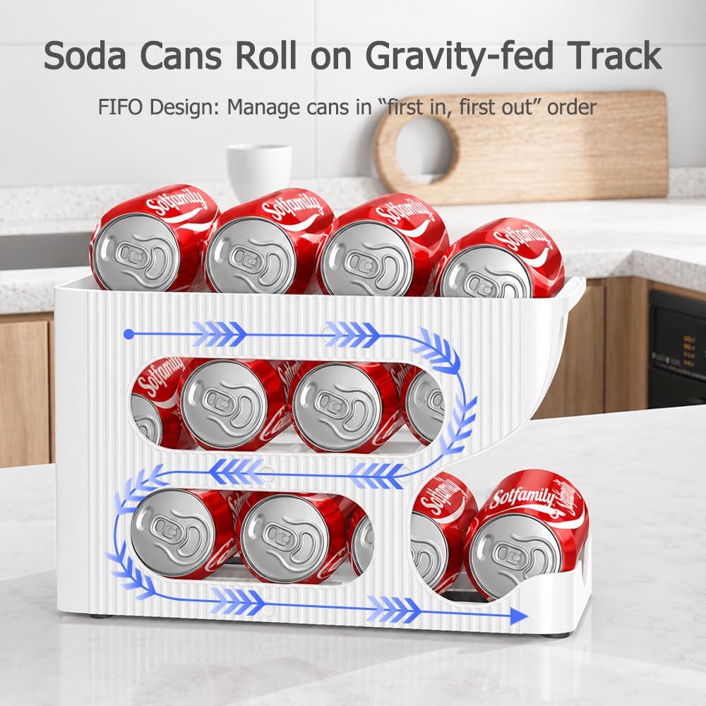 Sotfamily FIFO Soda Can Organizer for Pantry or Fridge, Holds 12 Cans