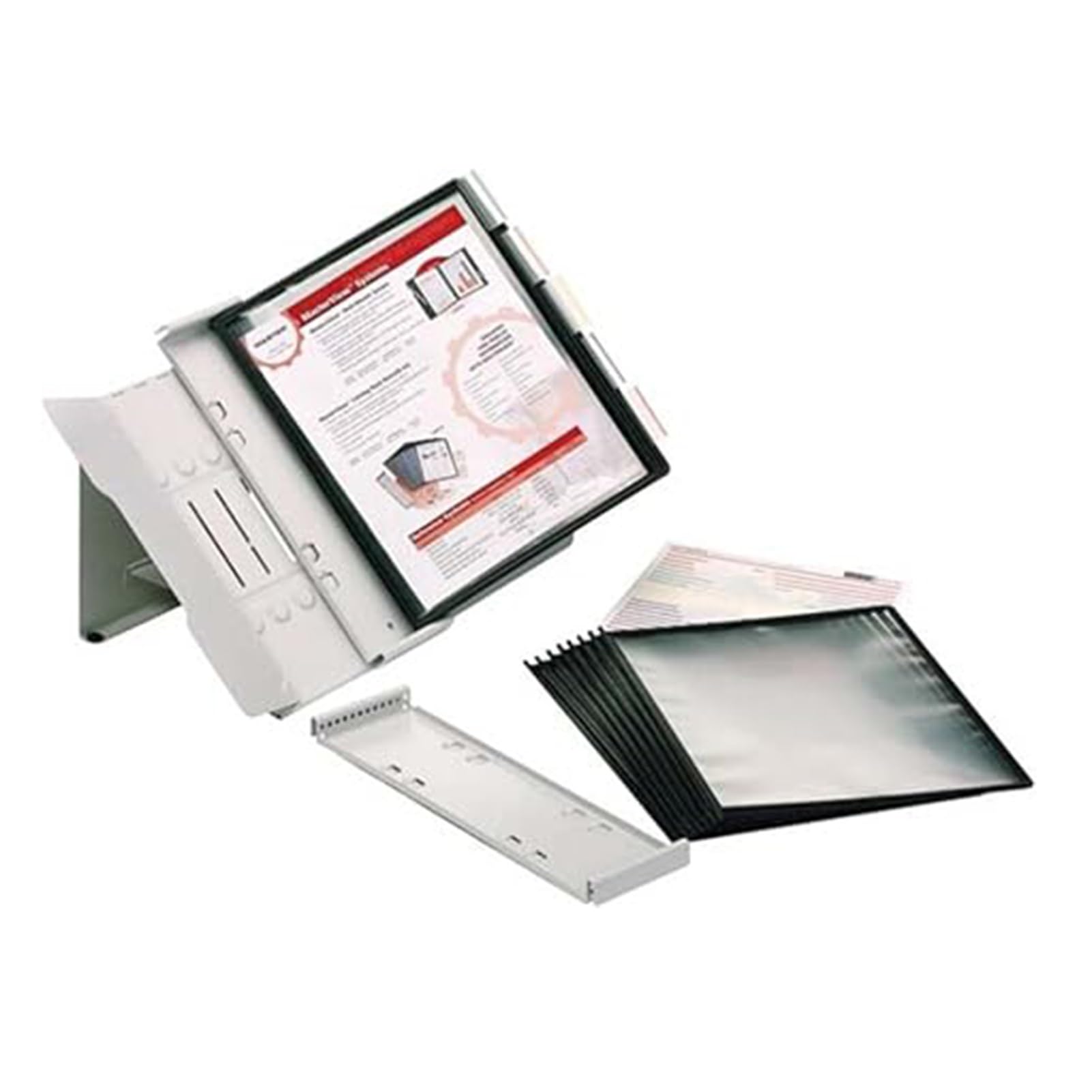 OOPDNEGAK Desktop Flip Display Folder - Durable Space Saving Reference Stand Desk, with 10 Display Pockets, Letter-Size, desktop reference organizer, Catalog Display Rack