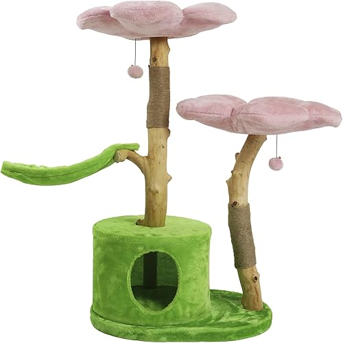 KBSPETS Árbol floral de madera para gatos torre de gato de madera casa moderna para gatos muebles de gato regalo para gatos condominio de lujo para