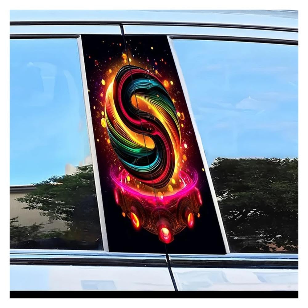 Dabhuoc One Color Car Parts 2Pcs Car Window Pillar Stickers Vortex Pattern Scratch Resistant Film