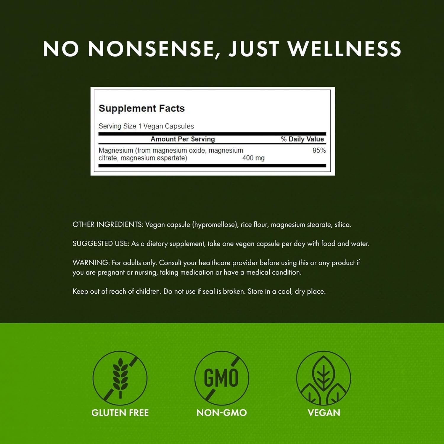 Swanson Triple Magnesium Complex - 100 Capsules, 400mg Each - Image 2