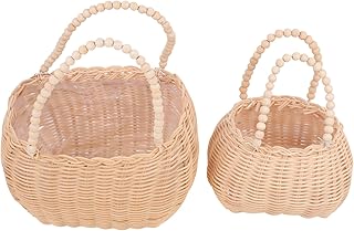 Cabilock 2 Peças Cesta De Tecido Rústica Decoração De Mesa Cestas De Armazenamento De Tecido Decoração De Mão Cesta De Flores Rústica Cestas De Tecido Decoração De Casa De Fazenda Rústica