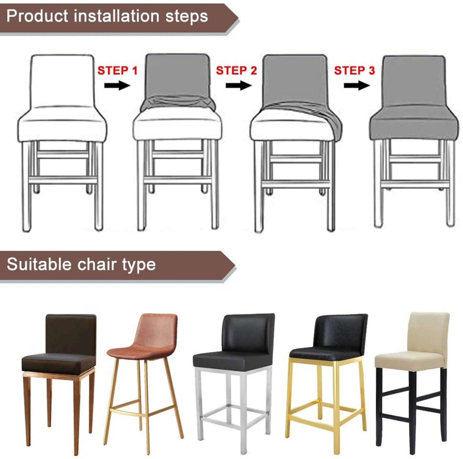 Fundas elásticas para taburetes de bar, protectores de silla suaves y extraíbles con parte inferior elástica para fundas de asiento altas antideslizantes en comedor y cocina
