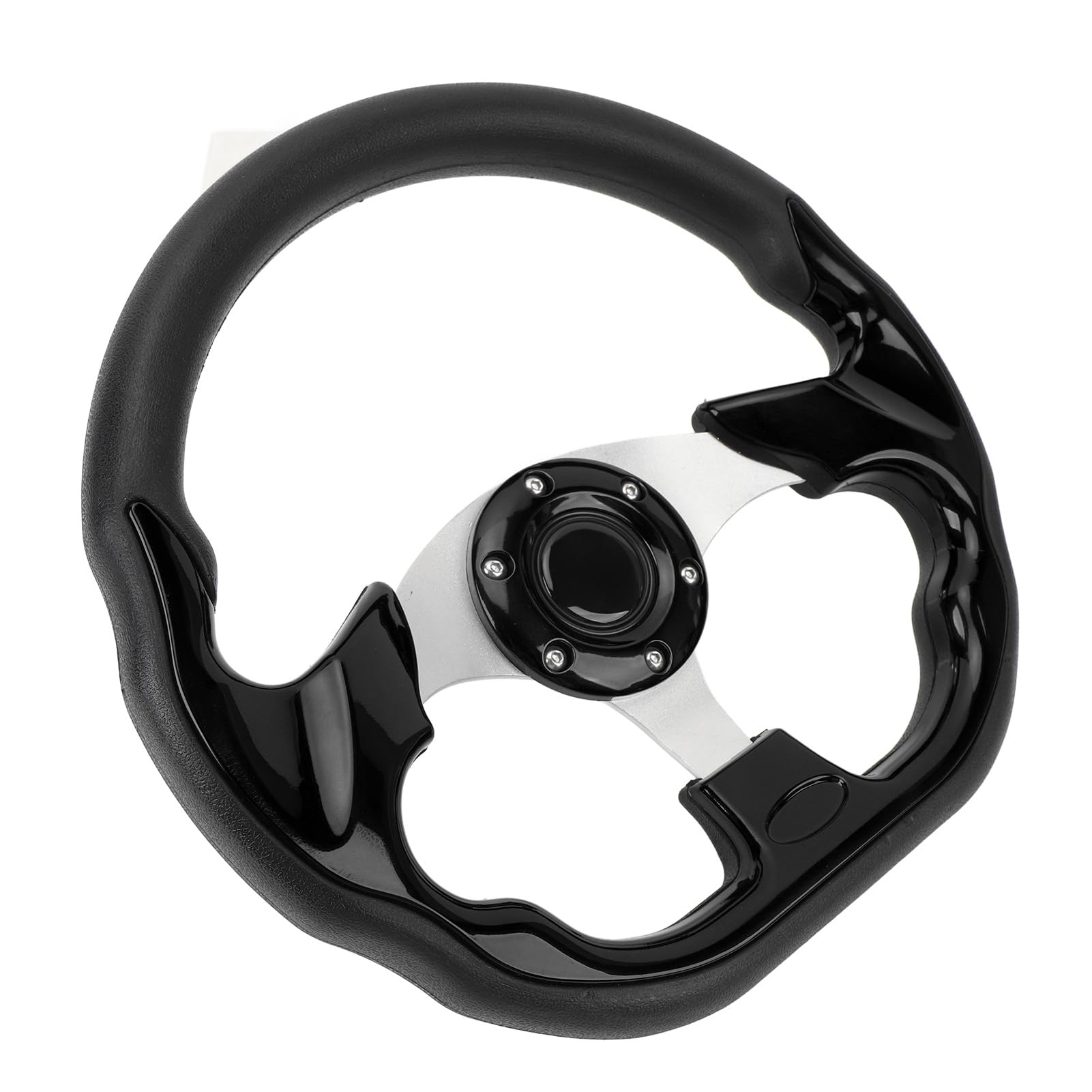 13in Volante Auto Pelle PU Telaio Rosso Alluminio (BLACK)