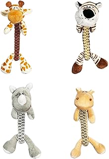 Hydrodogz [4 Pack] Zoo Pals Animal Dog Tug Rope Toys Assortment Bundle for Small Medium and Large Dogs, Natural Cotton Teething Interactive Strong Durable Chew Toys for Aggressive Chewers