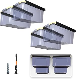 TOPOWN 4-Set(8PCS) Overhead Storage Bin Rack Garage Ceiling Storage Racks Overhead Bin Storage Rails Storage Bin Ceiling Rails Garage Ceiling Rail Overhead Bin Rack Ceiling Racks for Garage Storage