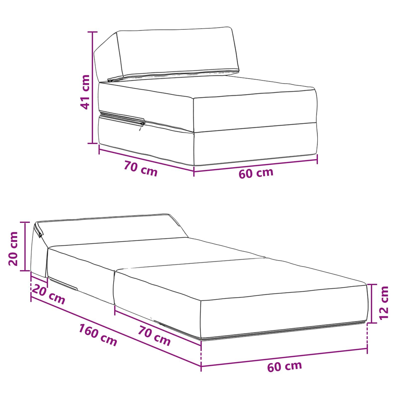 vidaXL Divano Letto Pieghevole Grigio Scuro 60x70x41 cm Tessuto Compatto