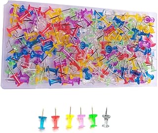200pcs Push Pins,Clear Multiple Colors Push Pins, Bulletin Board Thumb T...
