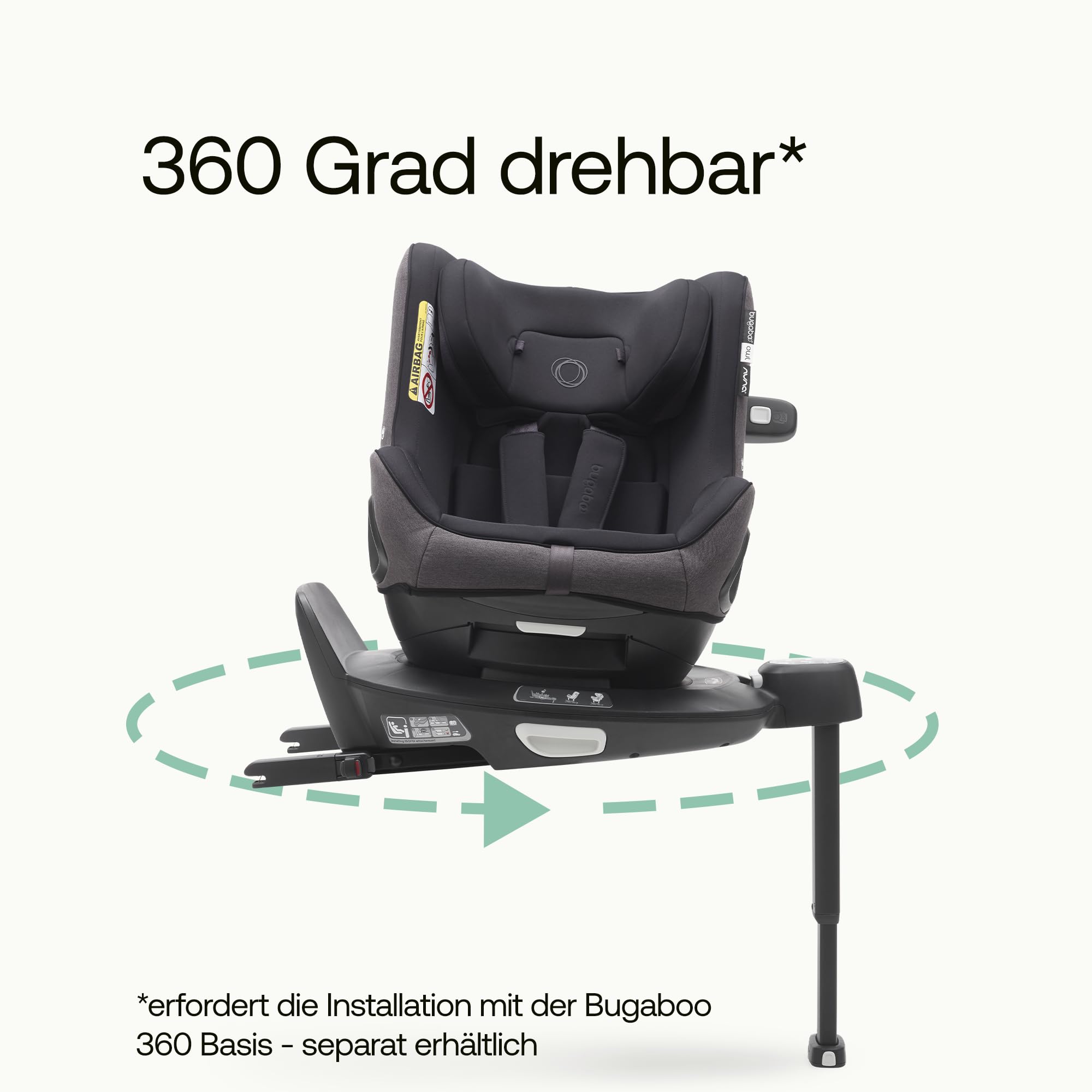 Bugaboo Owl by Nuna Isofix Kindersitz von der Geburt bis 4 Jahre, 0-18 kg | 360 Grad drehbar, Gruppe 0+/1, ultimativer Komfort und Sicherheit, verstärkte Schale und seitlicher Aufprallschutz, Black