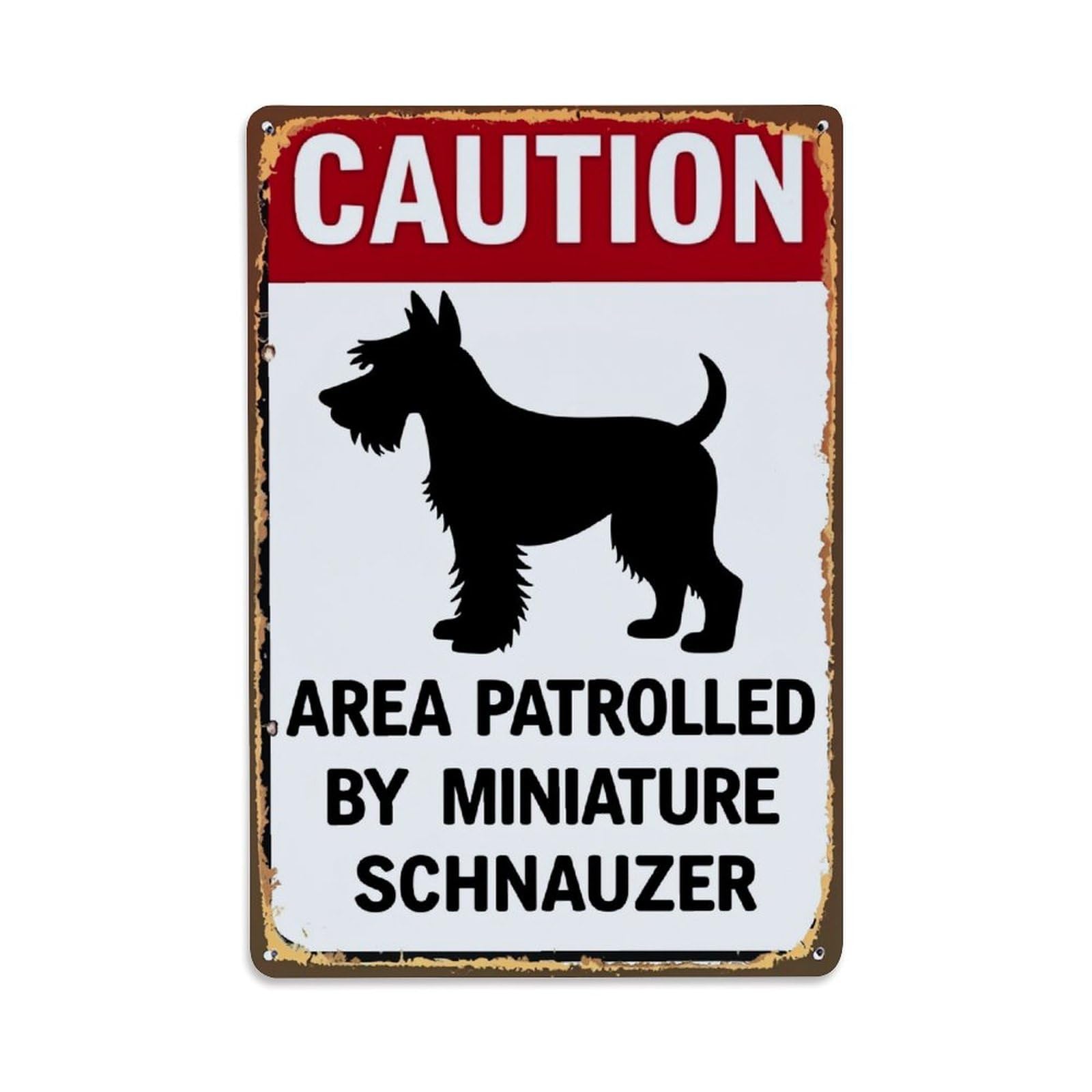 Nestemfo Vintage Caution Miniature Schnauzer Patrol Sign Tin Sign Metal Sign, Living Room,Bar, Home, Bedroom Wall Decor,Retro Metal Poster 8X12 Inches